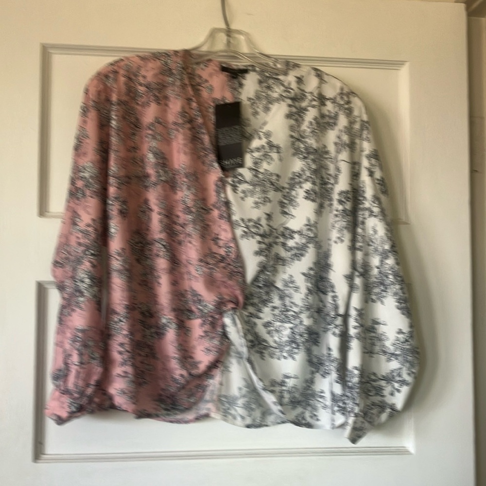 Pink and White Floral Blouse